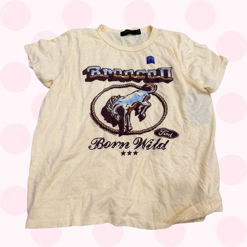 Bronco Born Wild Yellow Horse Western Graphic Tee Size XL